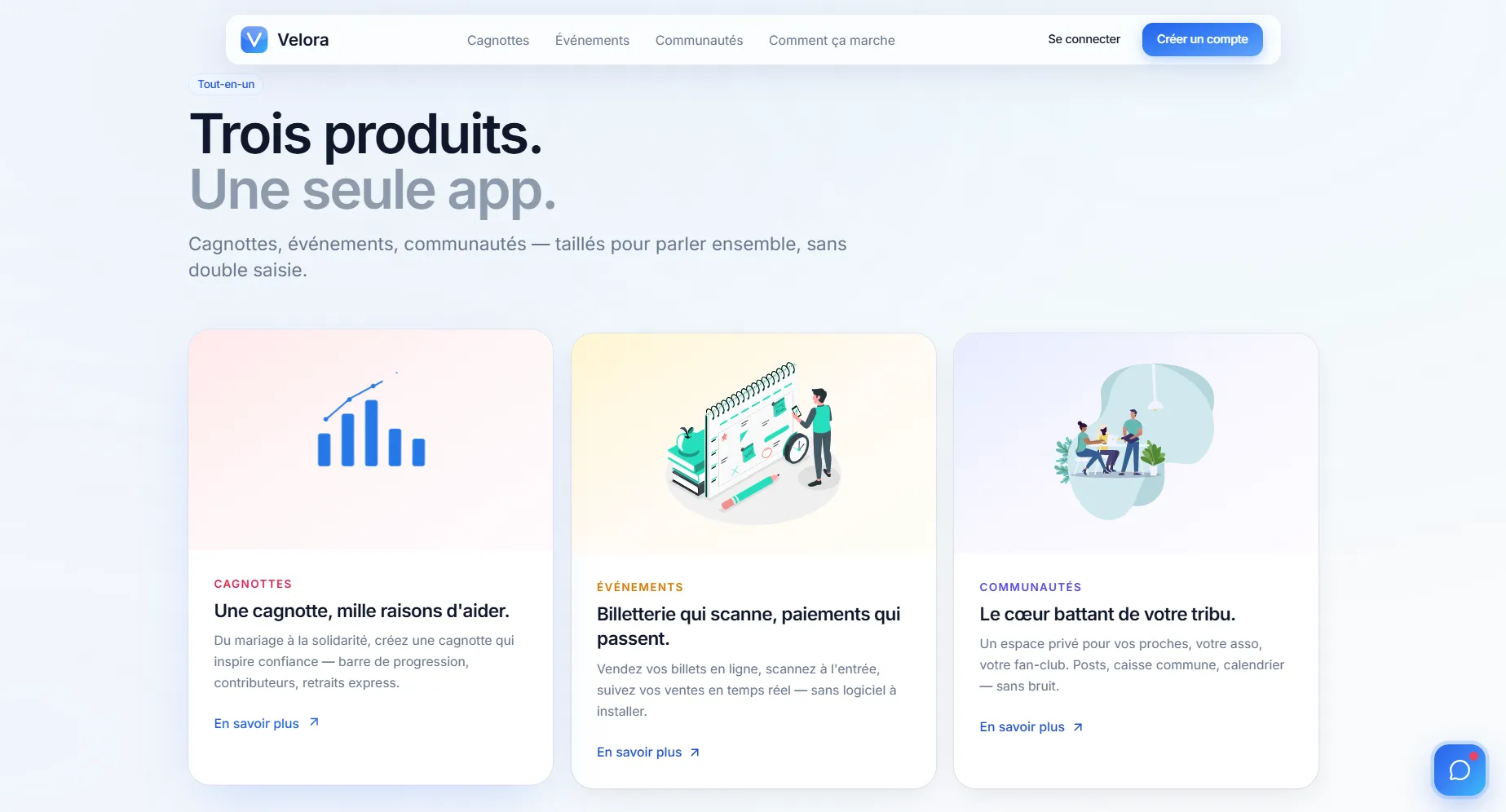 Velora crowdfunding platform home page