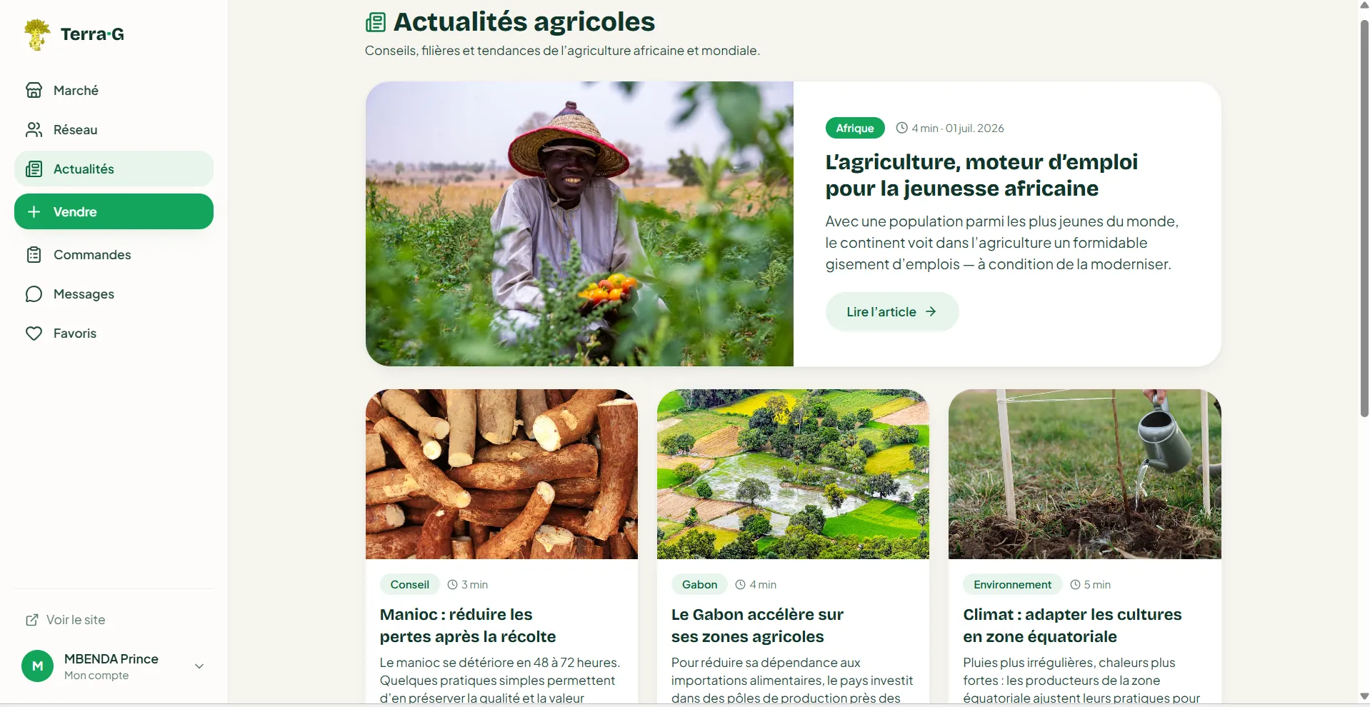 Terra·G agricultural news section