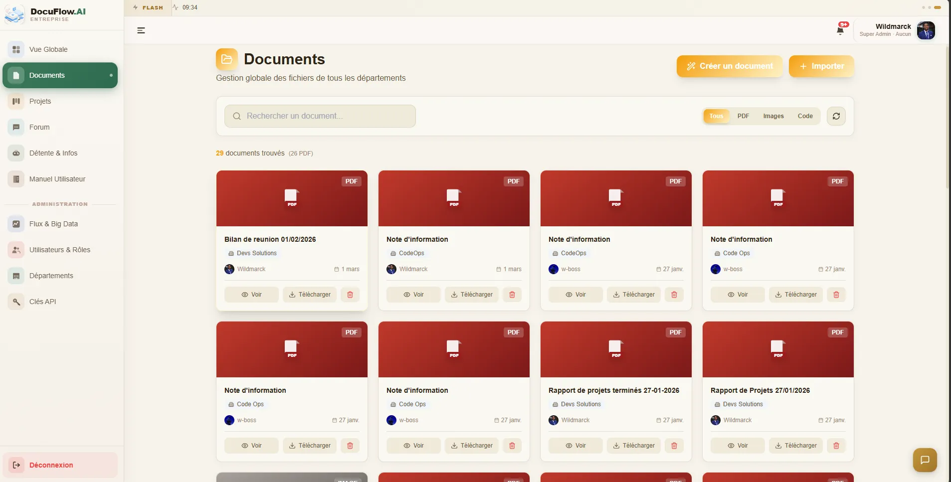 DocuFlow.AI document generation view