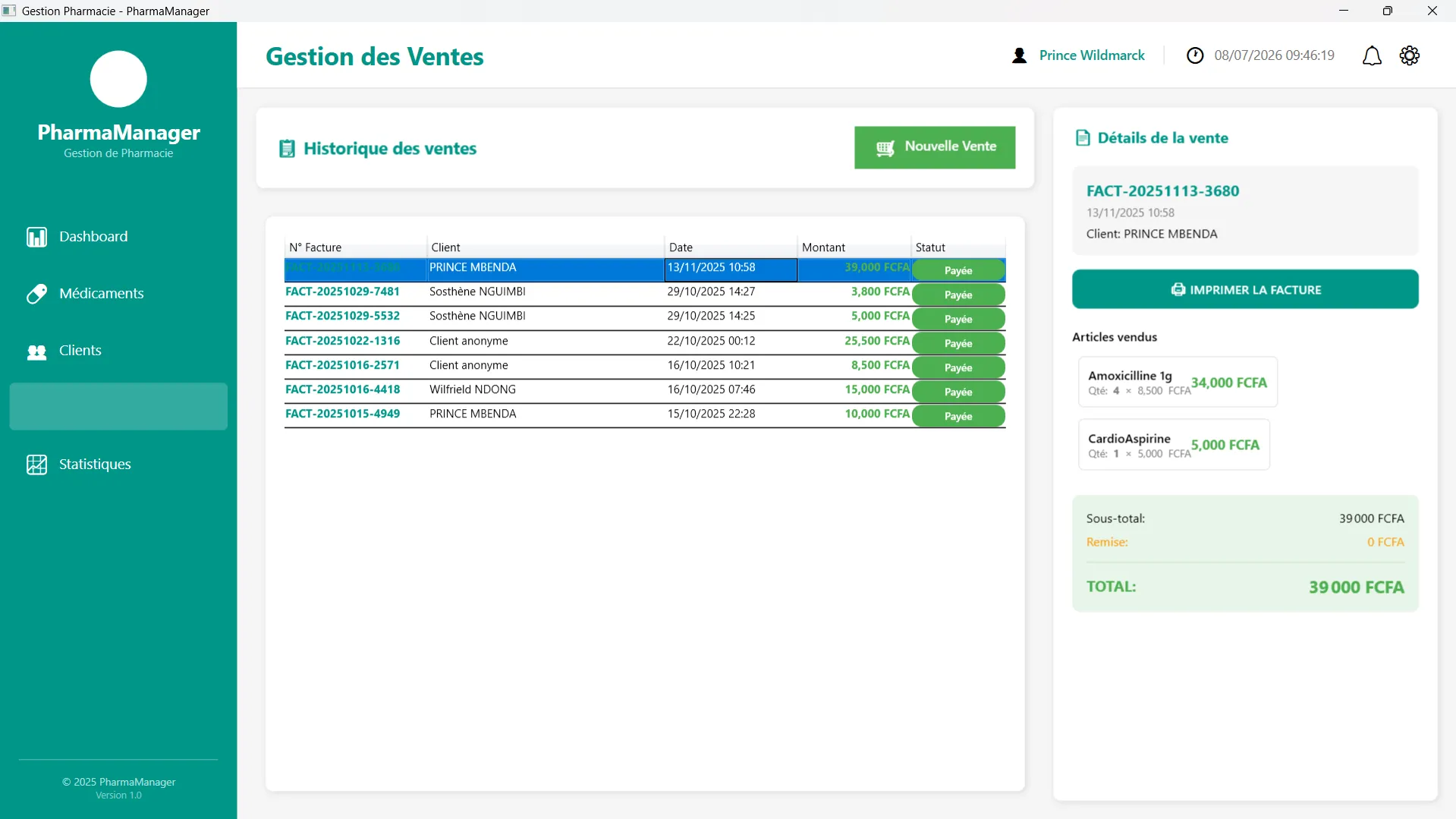 Pharma Manager generated PDF invoice
